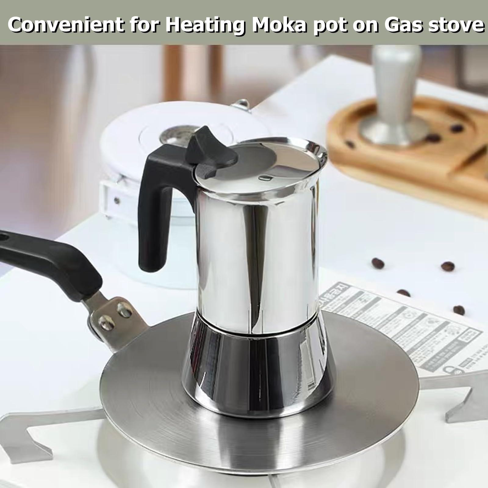 Gocoffun difusor de calor en acero inoxidable, diseño de tres capas para distribución.