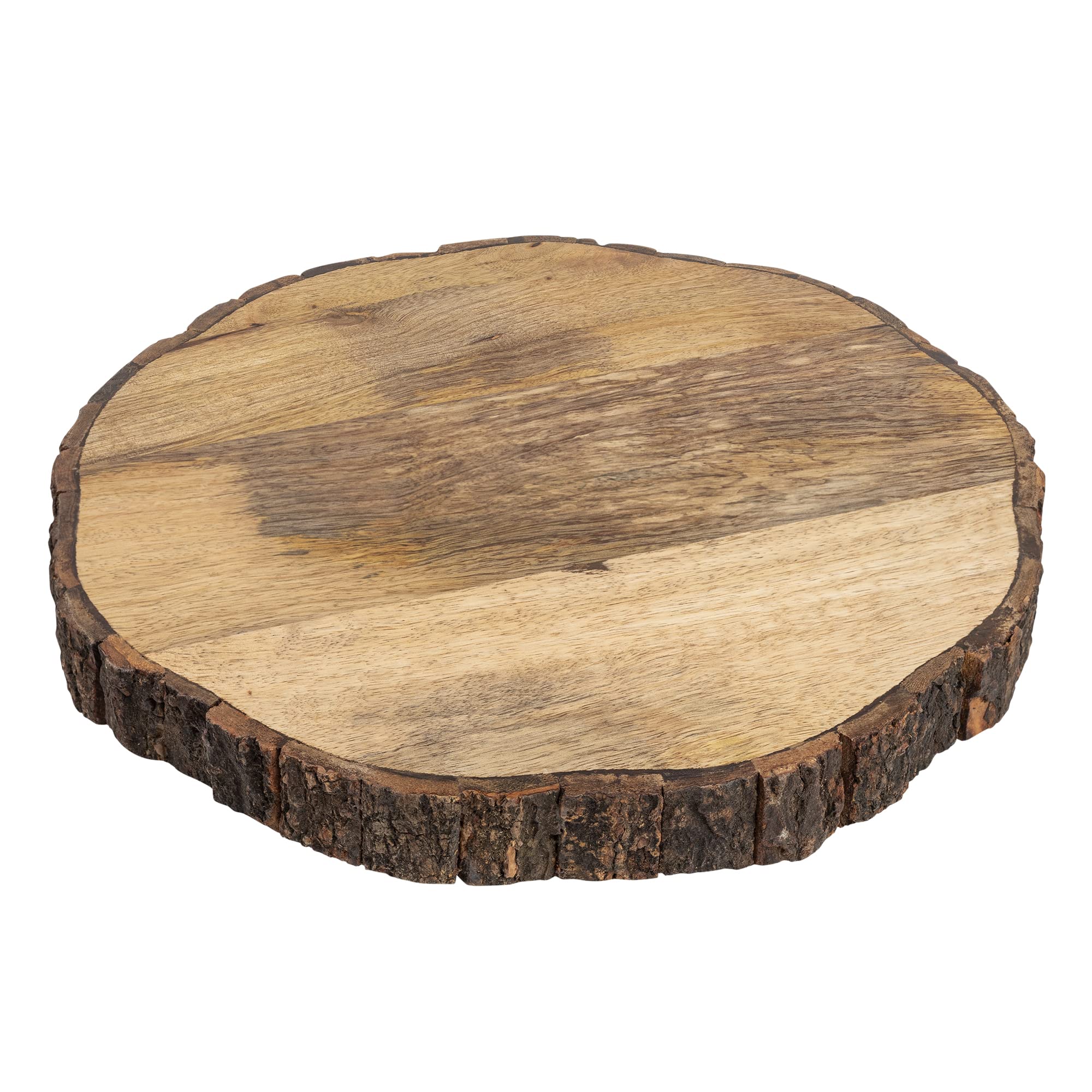 GoCraft tabla de cortar redonda con borde de corteza, vista superior para picar ingredientes frescos.