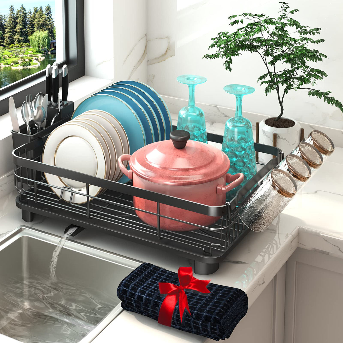 Godboat porta-tazas móvil superior para organización de copas con drenaje rápido.