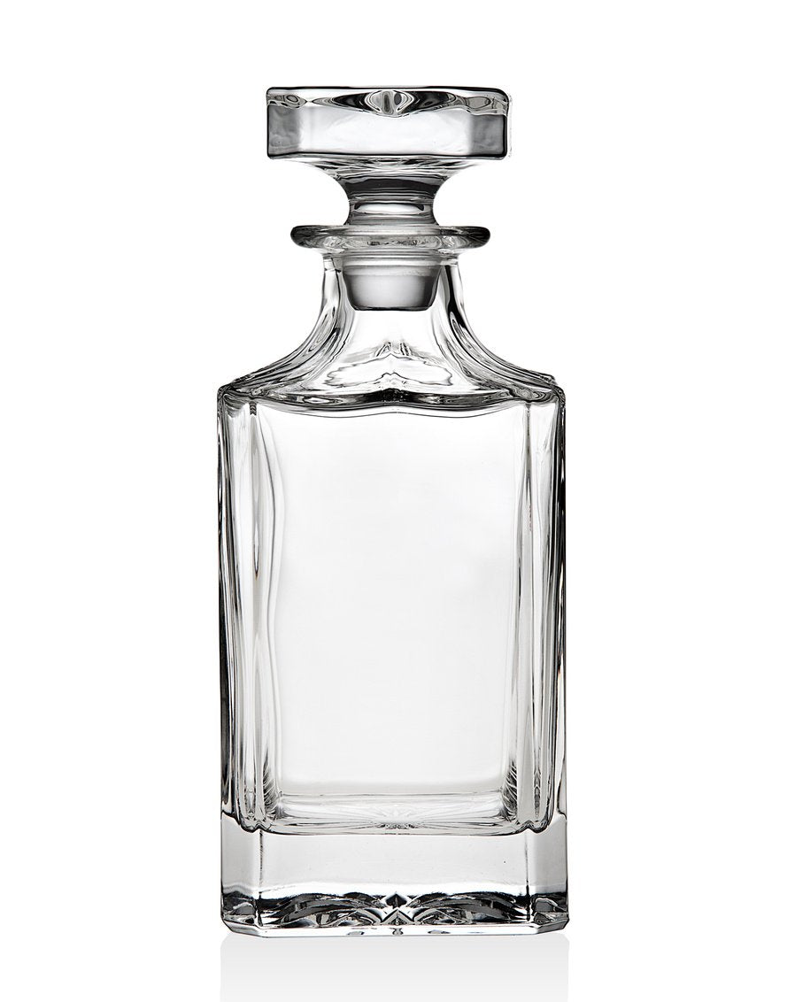 Godinger Clarion decantador de whiskey cuadrado con tapón de cristal, estilo premium para mesa