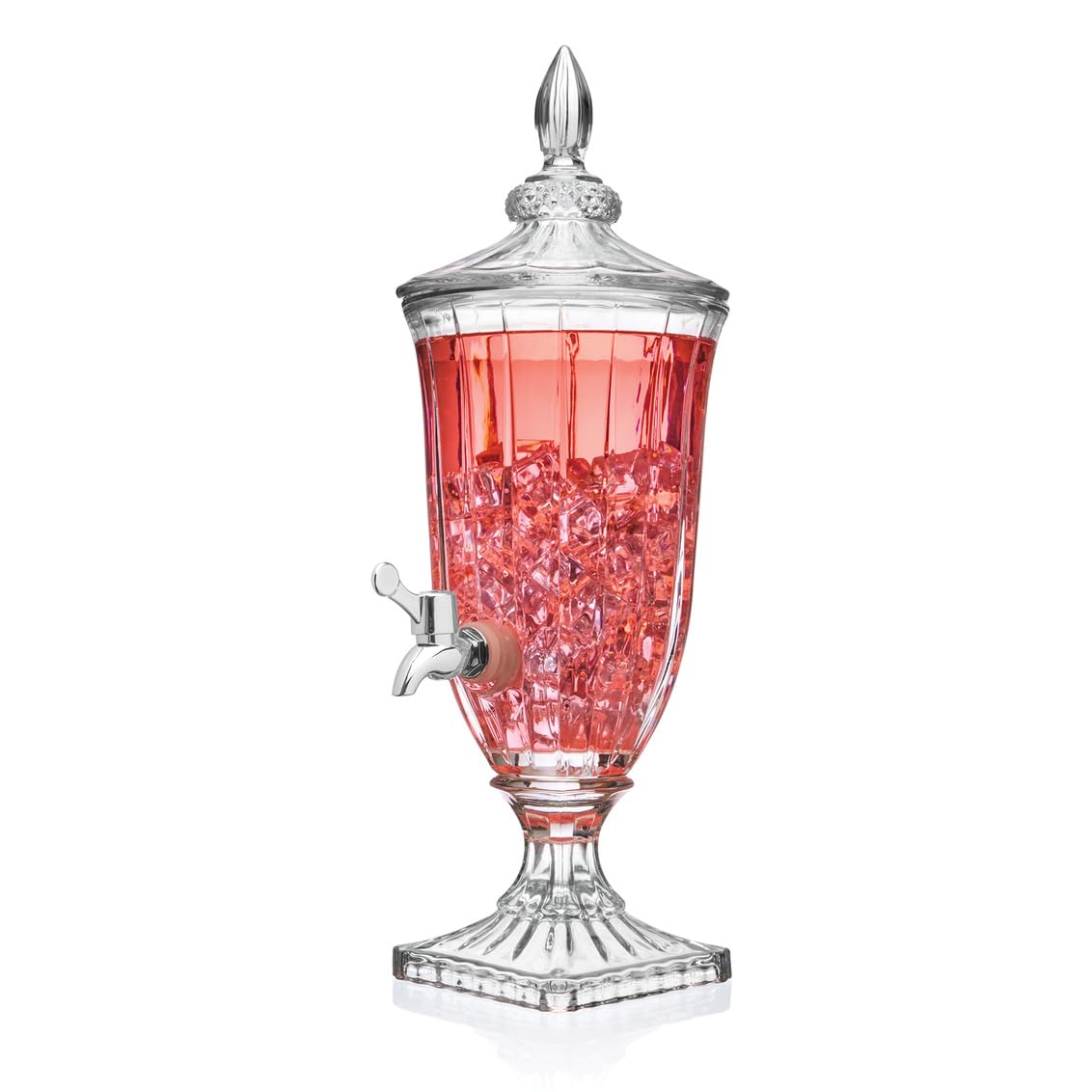 Dispensador de Godinger en cristal de 60oz, ideal para bebidas refrescantes en reuniones.