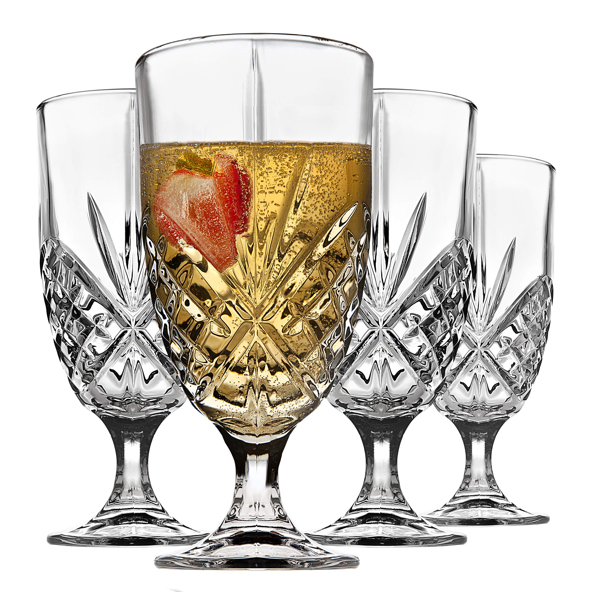 Godinger Dublin, vasos de cristal para bebidas heladas, conjunto de 4, elegantes para la mesa.