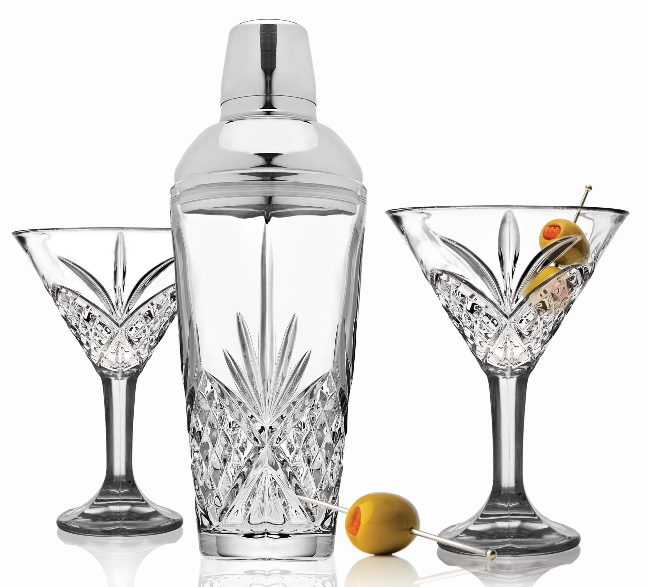 Vaso martini Godinger Dublin, acabado brillante para servir cócteles fríos.