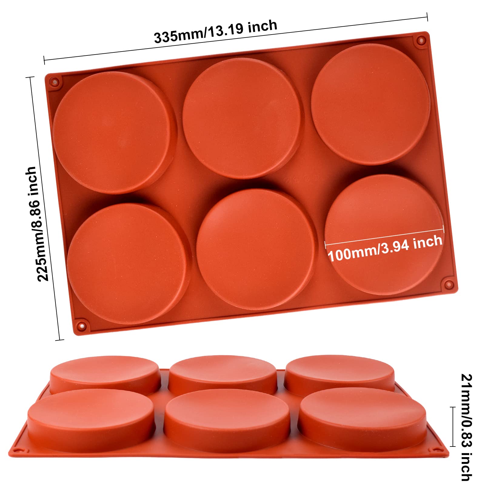 Goensjt molde silicona grande 6 cavidades para hornear, apto para horno y congelador.