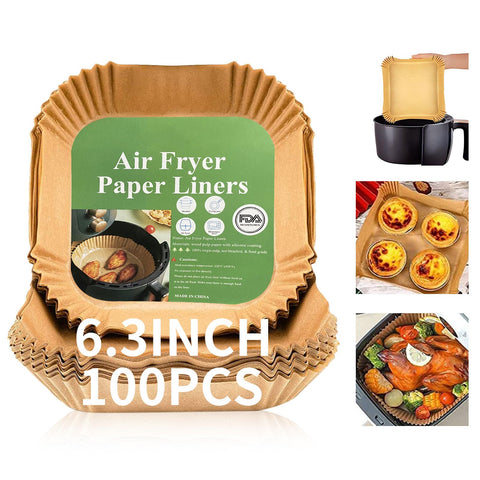 GOFFUGT papel-desechable para airfryer cuadrado 6,3 pulgadas evita salpicaduras y facilita la limpieza.