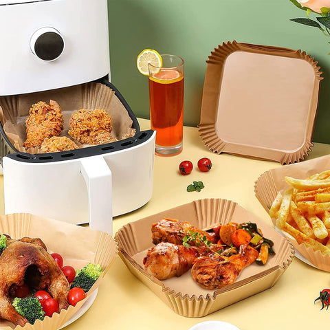GOFFUGT papel-desechable-para-airfryer-6-3-pulgadas facilita servir y recoger residuos.