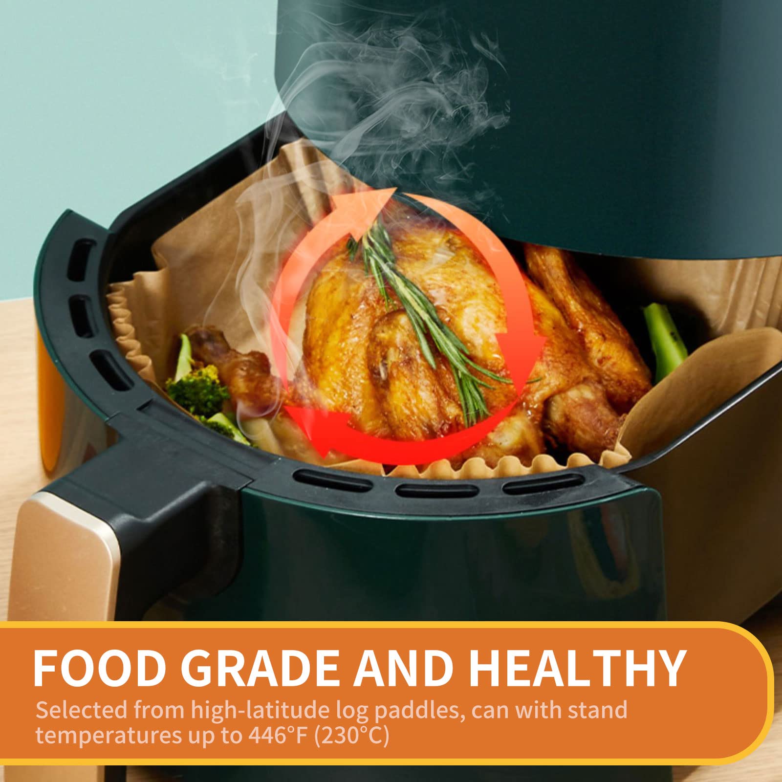 GOFFUGT papel-resistente-al-calor-airfryer-6-3-pulgadas soporta calor alto.