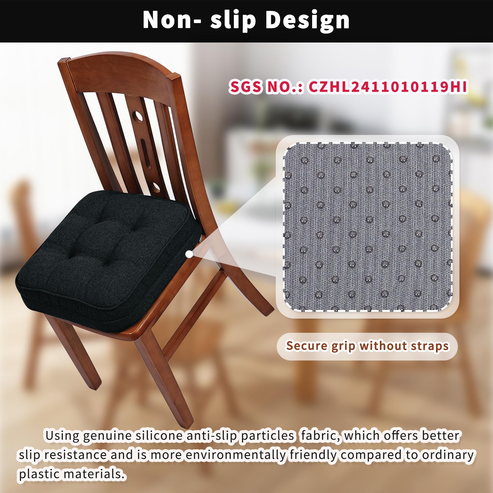 GOFORIT medidas 16x16 pulgadas, tamaño adecuado para sillas estándar.
