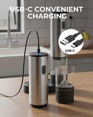 Molinillo de sal gofuch con carga USB y luz LED para cocina