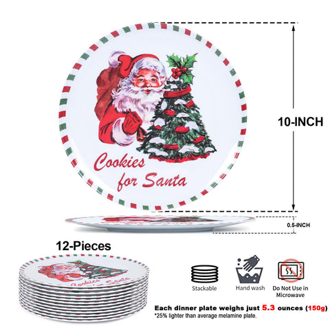 Conjunto de 12 platos Gofunfun de melamina, fáciles de apilar para almacenamiento.