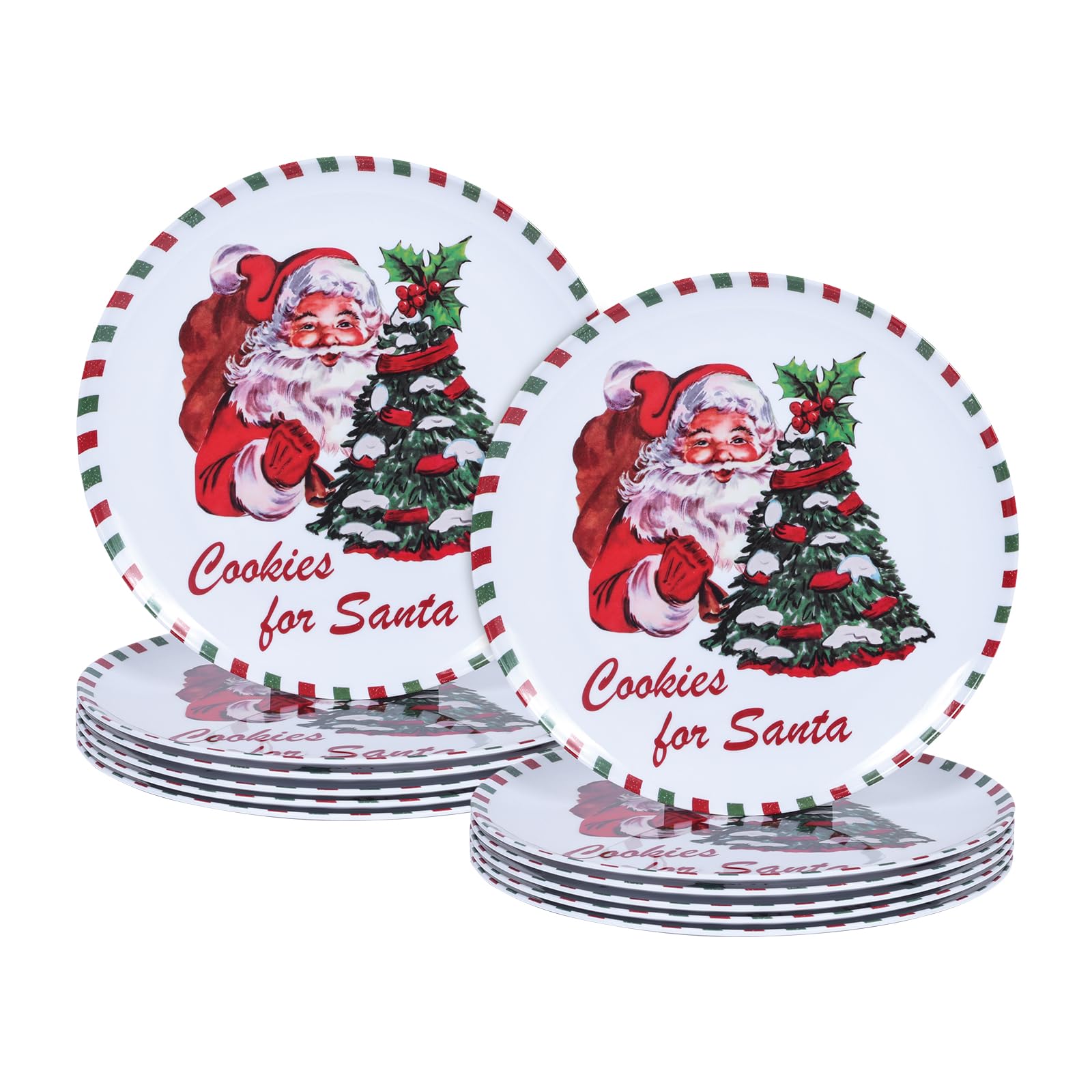 Platos navideños de melamina Gofunfun 10 pulgadas, ligeros para cenas festivas.