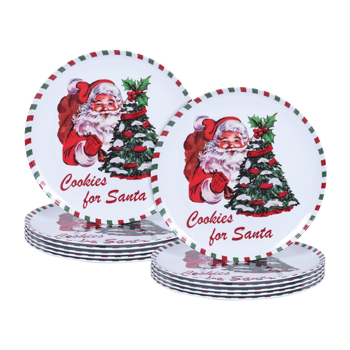 Platos navideños de melamina Gofunfun 10 pulgadas, ligeros para cenas festivas.