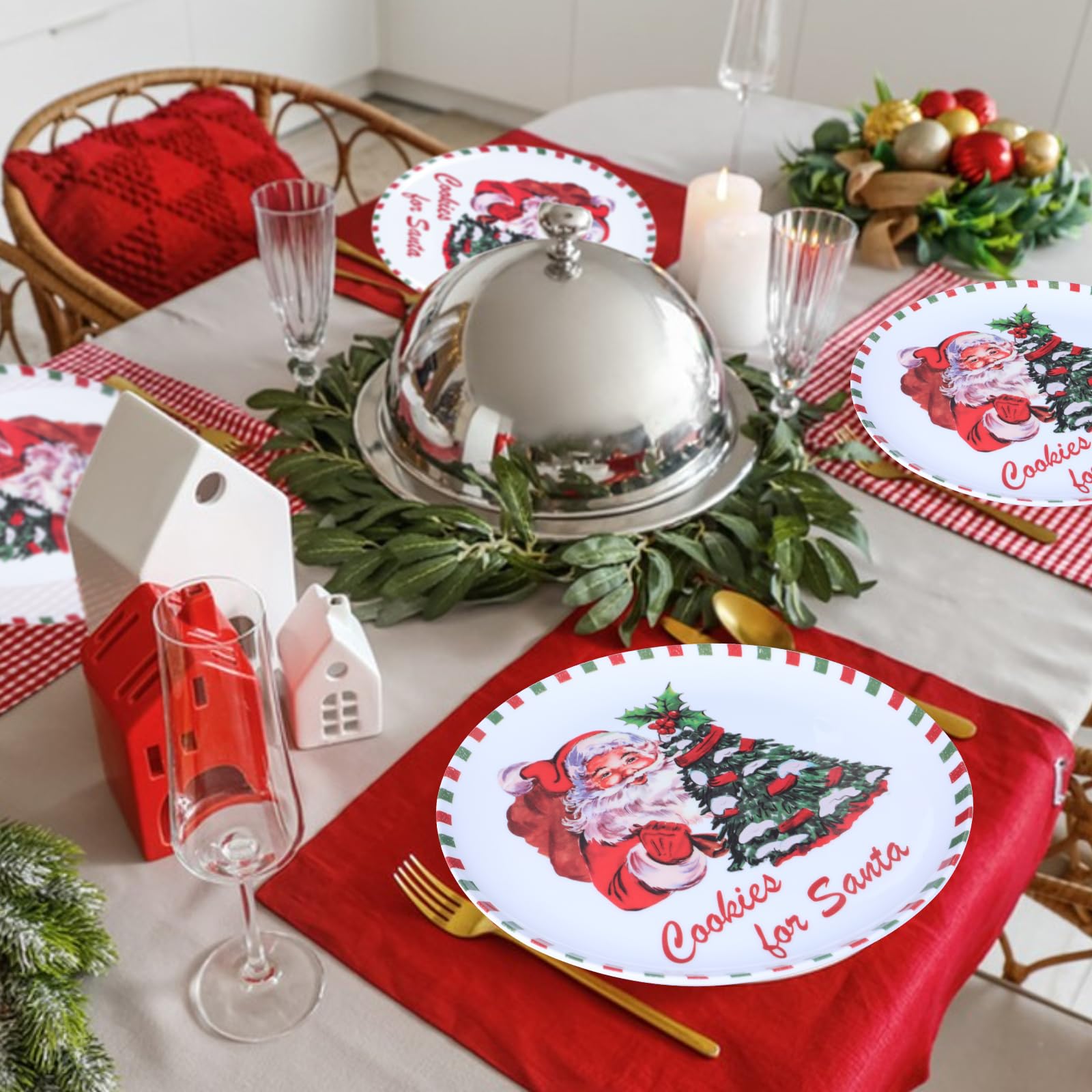 Platos con diseño navideño Gofunfun, durabilidad para uso diario y fiestas.
