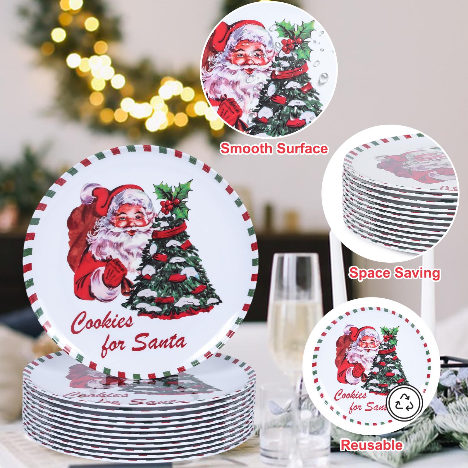 Platos melamina apilables Gofunfun, ligeros para servir en fiestas.