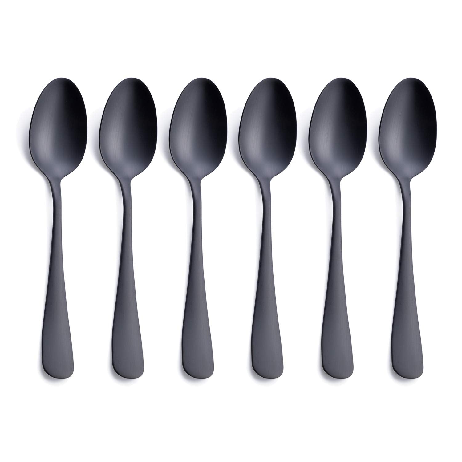 Cuchara para postre GoGeiLi de acabado mate negro, ideal para postres elegantes.