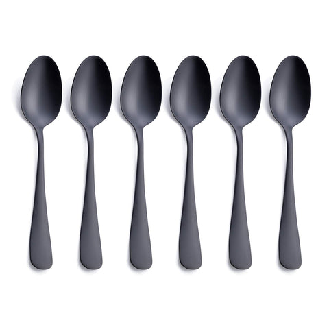 Cuchara para postre GoGeiLi de acabado mate negro, ideal para postres elegantes.