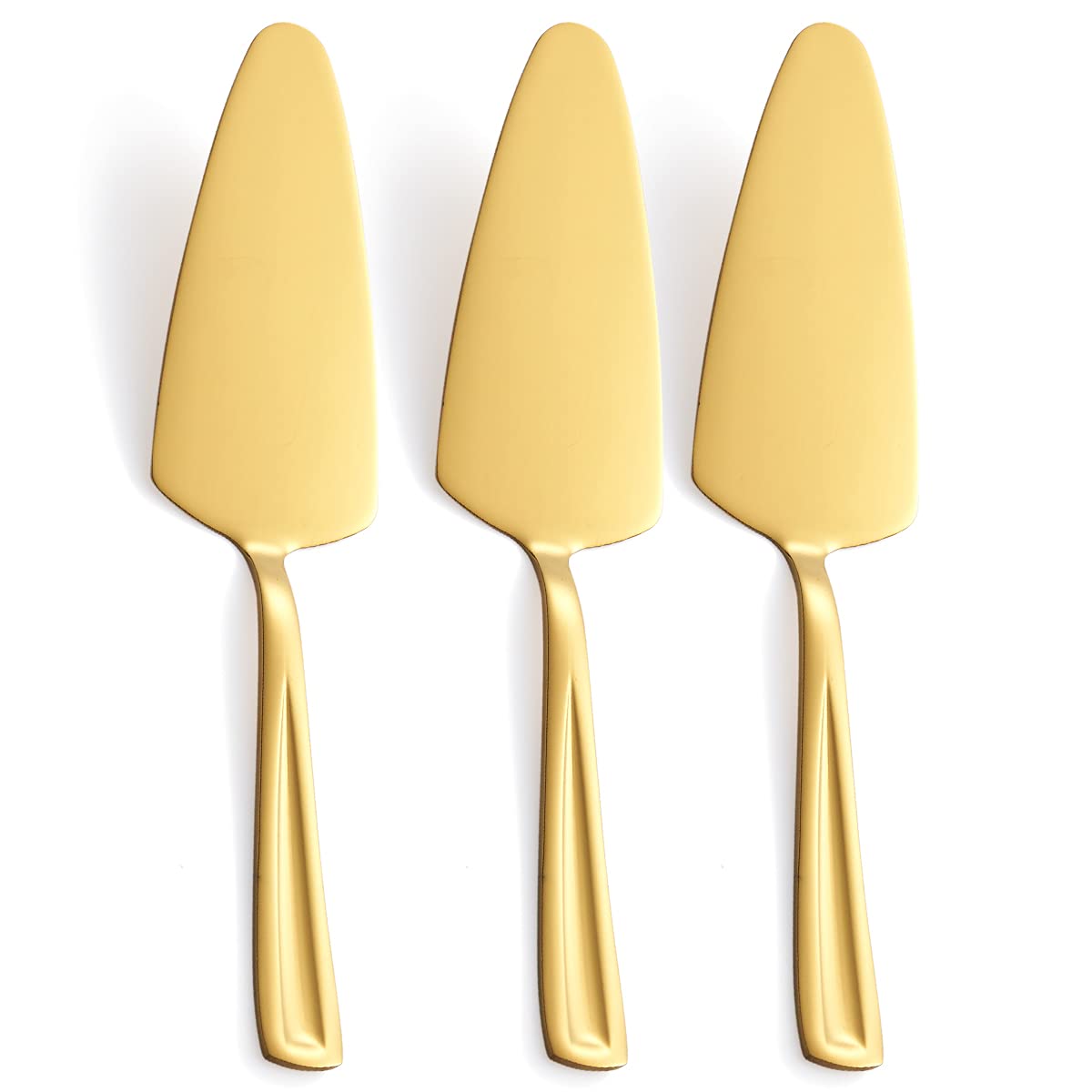 GoGeiLi juego de tres espátulas doradas para pastel, sirve porciones con precisión.