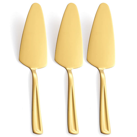 GoGeiLi juego de tres espátulas doradas para pastel, sirve porciones con precisión.