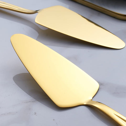 GoGeiLi uso versátil para pasteles y pizzas con estas espátulas doradas.