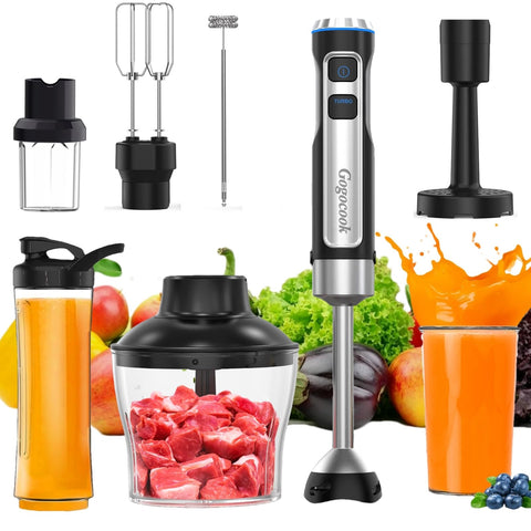 Gogocook licuadora inmersa, motor-cobre de 1000W para batidos suaves.