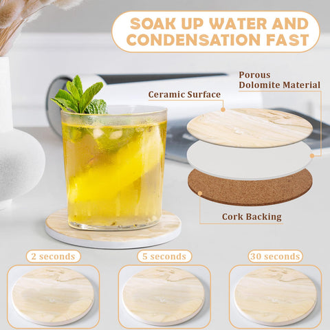 GOH DODD posavasos cerámica absorbente estilo mármol beige fácil de limpiar