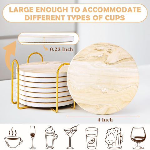 GOH DODD posavasos cerámica marmol beige conjunto práctico para mesa