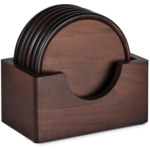 GOH DODD posavasos de nogal con soporte, conjunto de 6 para mesa