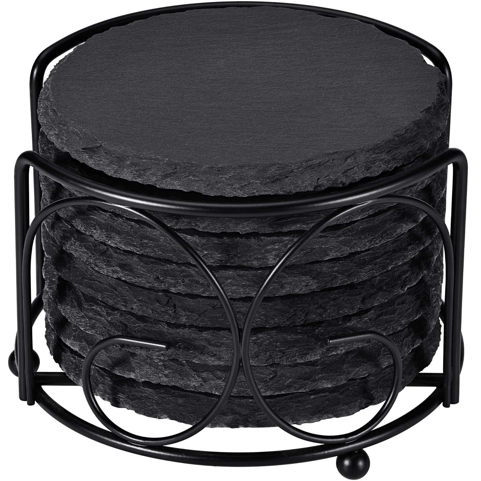 GOH DODD posavasos de piedra negra con porta-metales; protege superficies con estilo