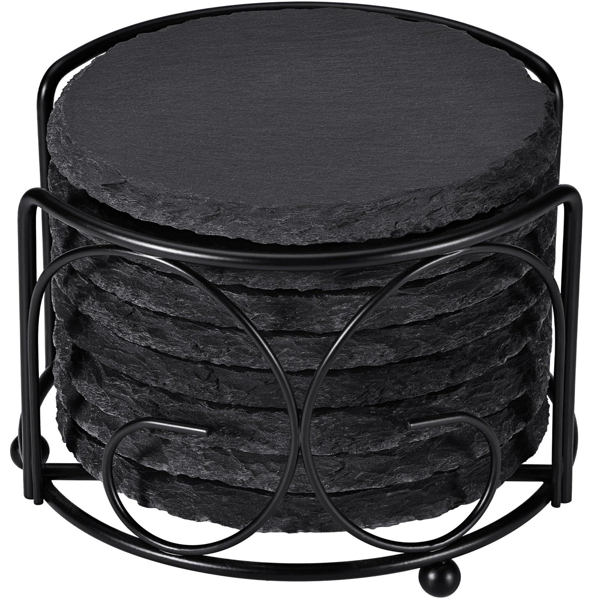 GOH DODD posavasos de piedra negra con porta-metales; protege superficies con estilo