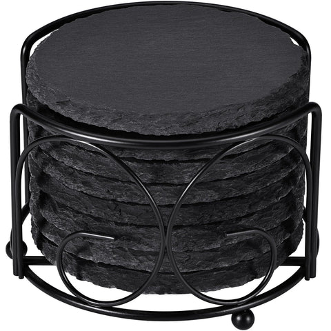GOH DODD posavasos de piedra negra con porta-metales; protege superficies con estilo