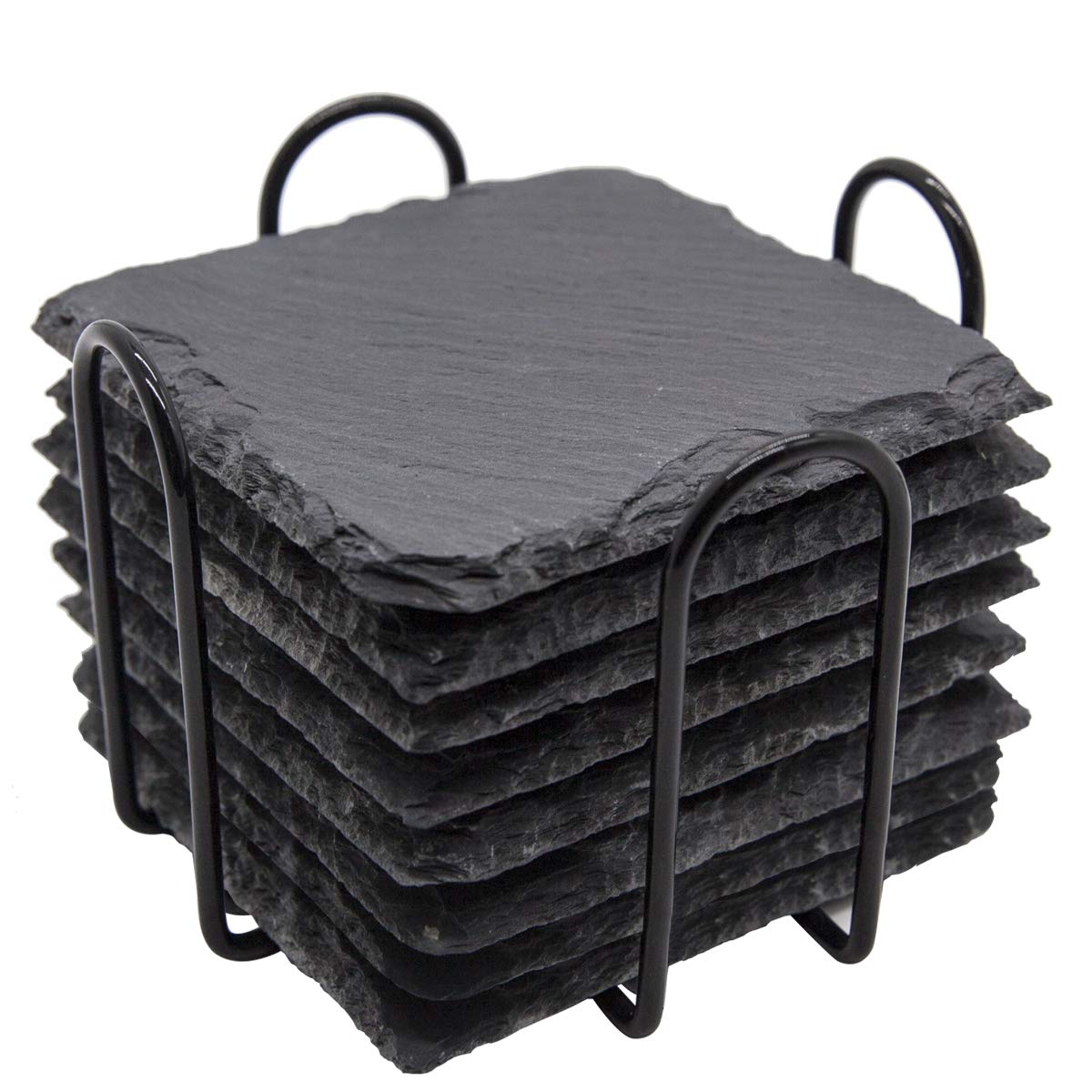 GOH DODD posavasos-pizarra-negros-con-porta-metal protegen la superficie de la mesa.