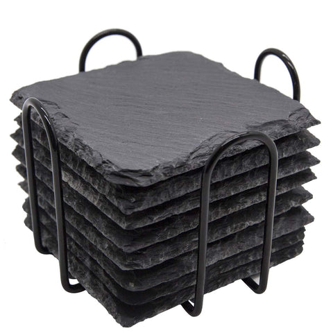GOH DODD posavasos-pizarra-negros-con-porta-metal protegen la superficie de la mesa.