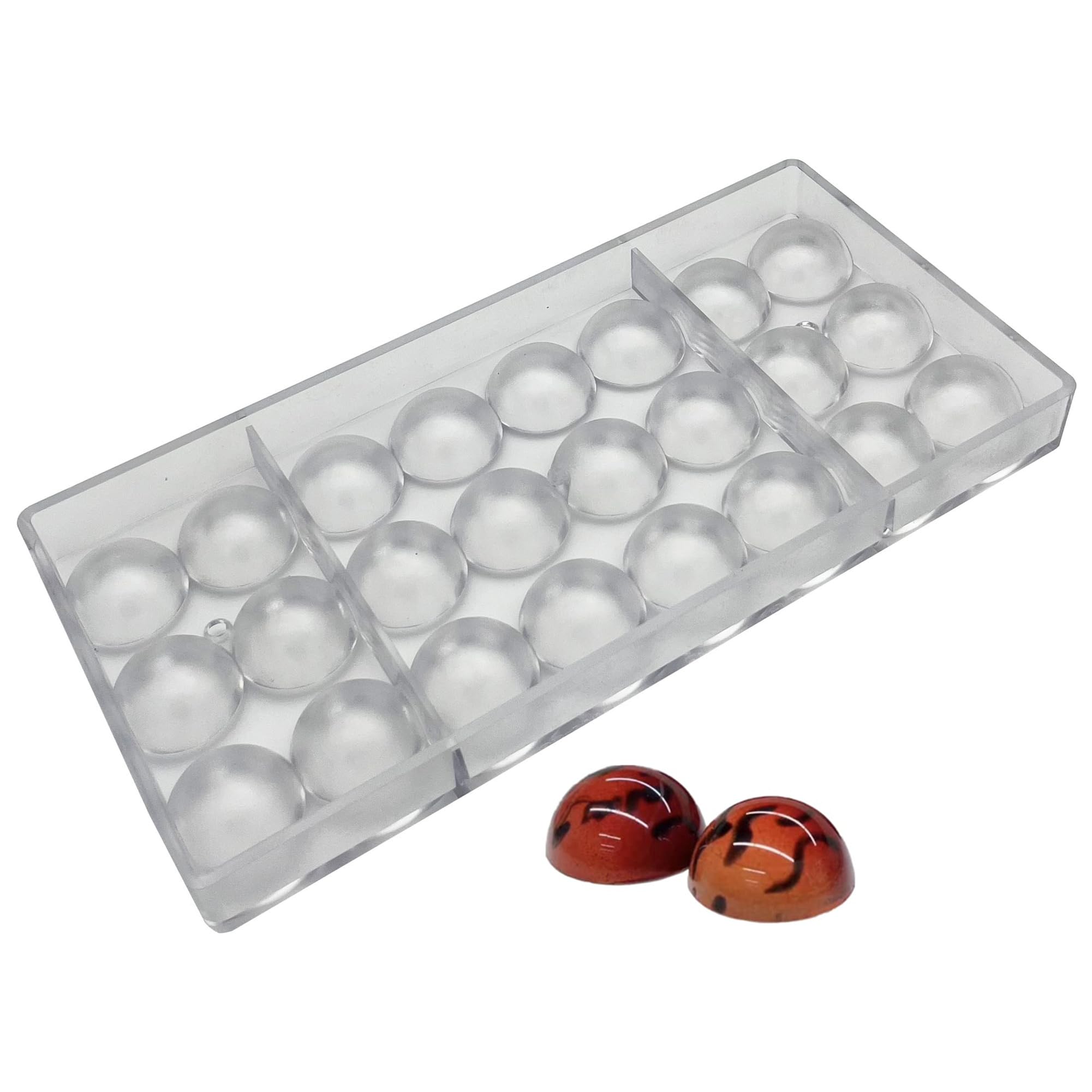 Goldbaking Molde semiesfera de policarbonato, fácil desmoldado para chocolates brillantes.