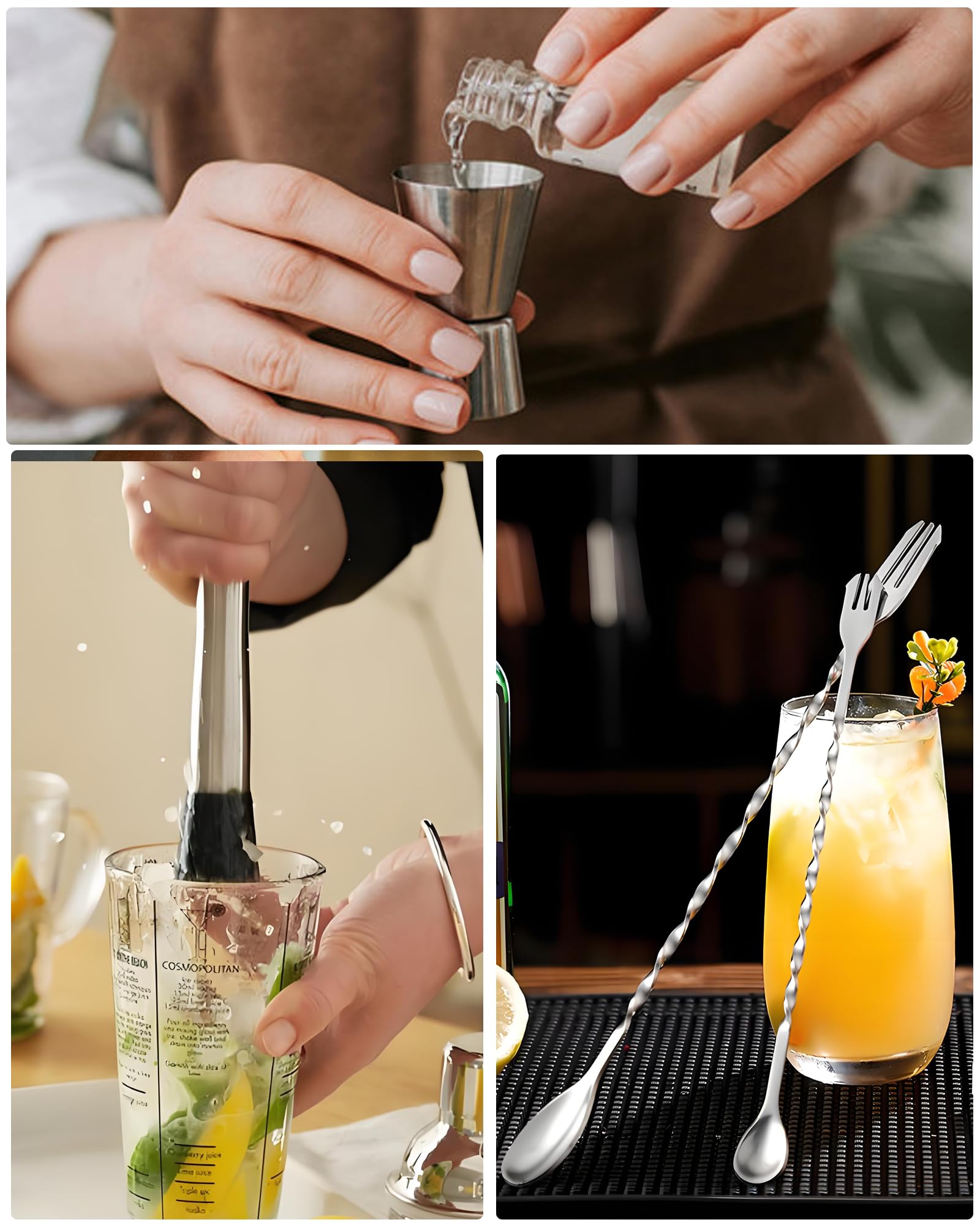 Goldelith cuchara de mezclar para bartending en casa con control de sabor