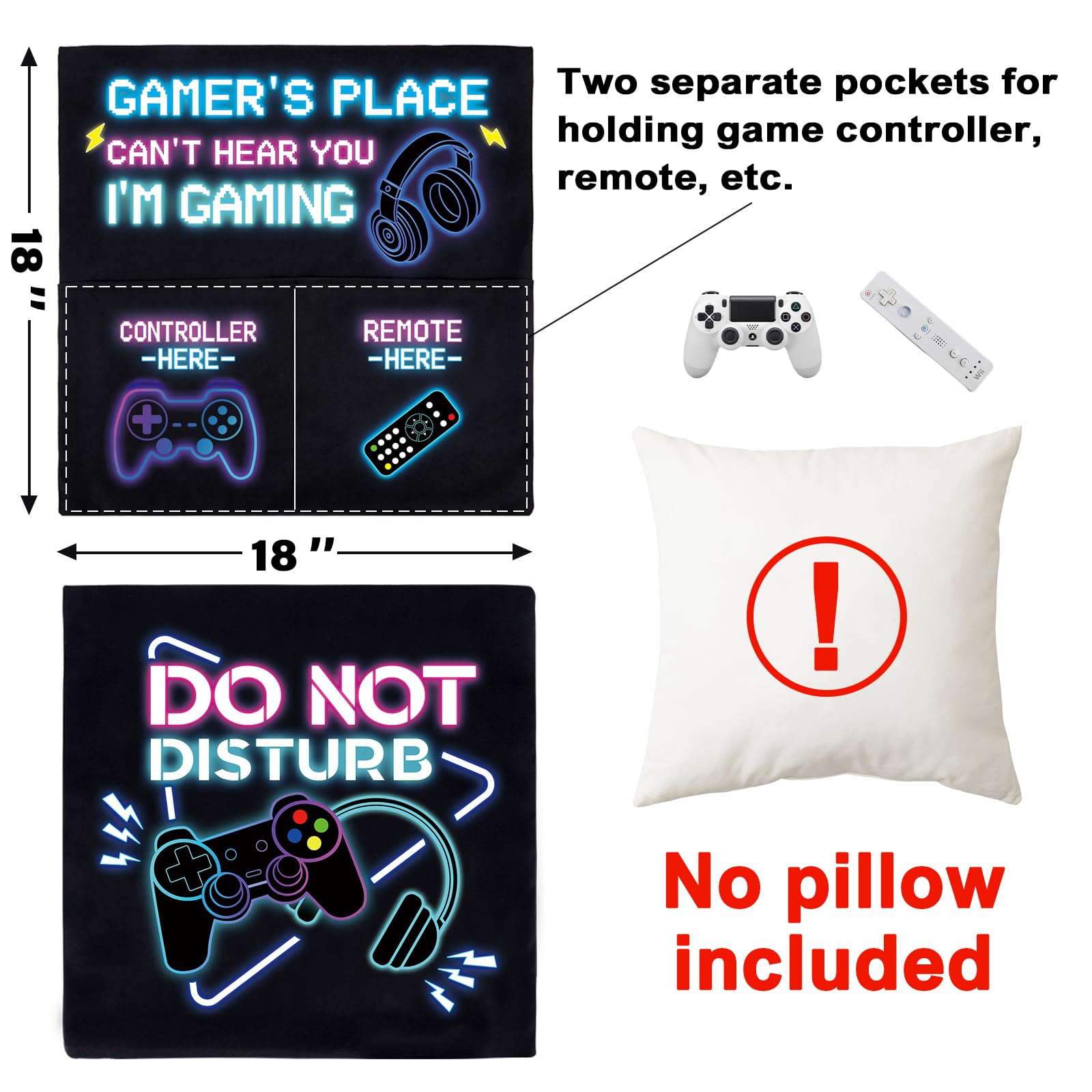 Funda de almohada con bolsillos de Golden Associate para mando y control remoto