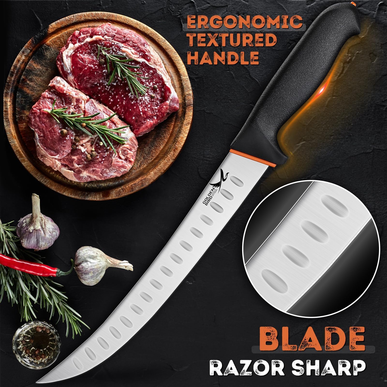 Golden Bird cuchillo cortar carne 10 pulgadas para trocear con facilidad