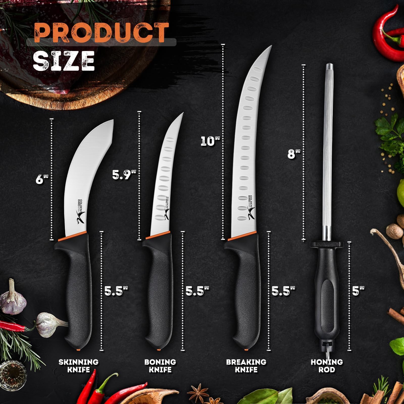 Golden Bird cuchillo despicar 6 pulgadas con control y comodidad