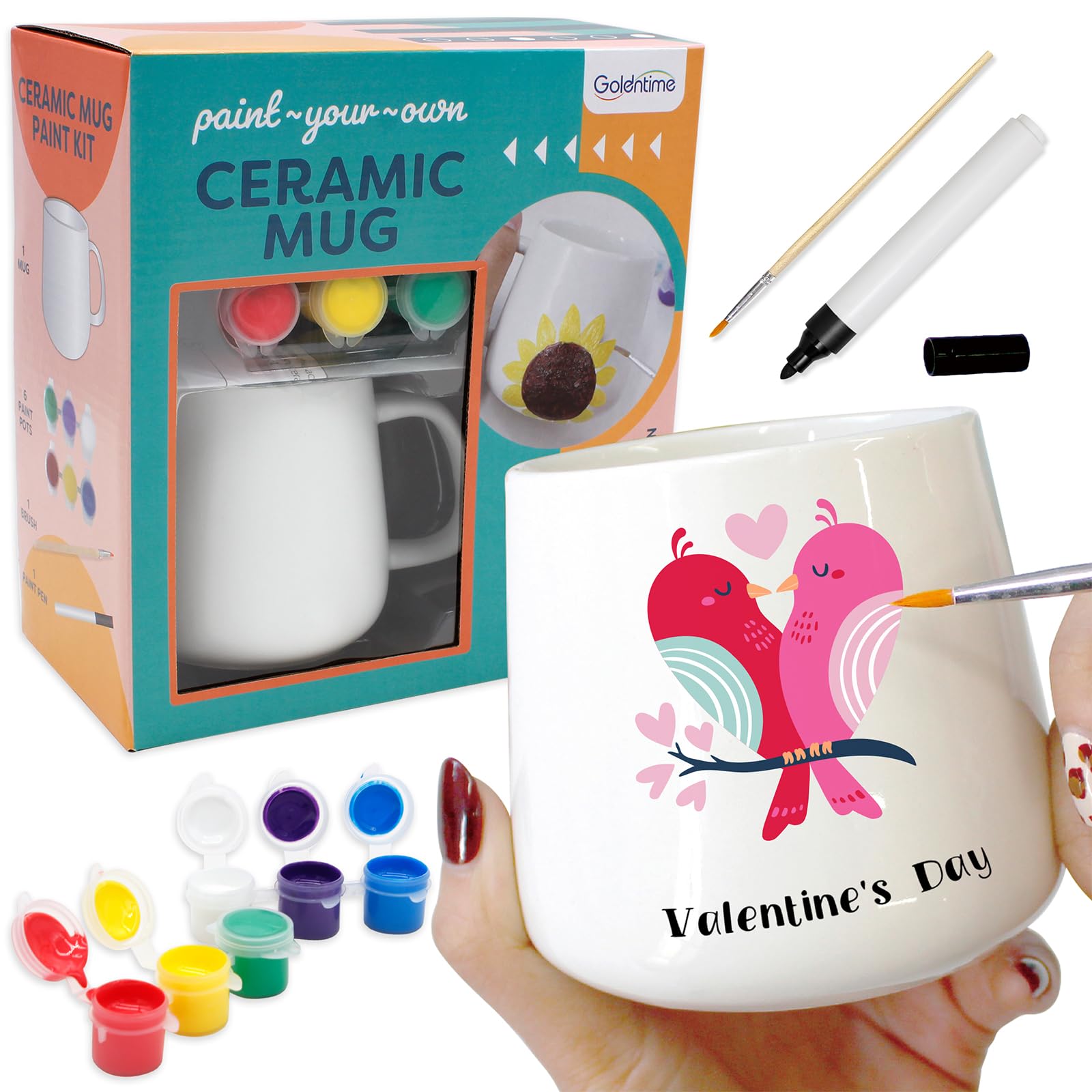 goldentime kit de pintura para tazas: taza blanca para personalizar en casa