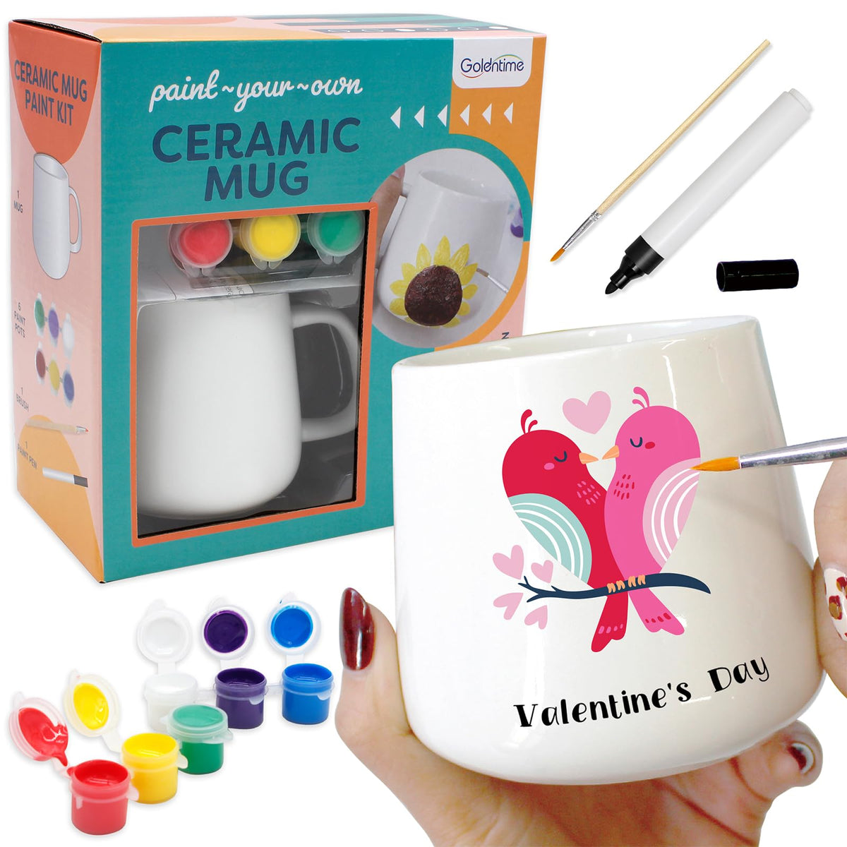goldentime kit de pintura para tazas: taza blanca para personalizar en casa