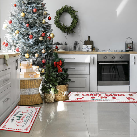 Alfombra GOLDGAO en tono beige para cocina, elegante y festiva.
