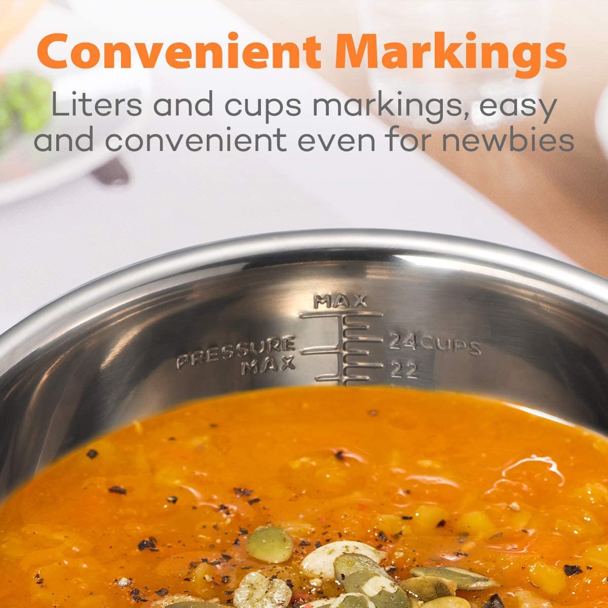 Goldlion Olla interna con marcas de litros y tazas para medir recetas.