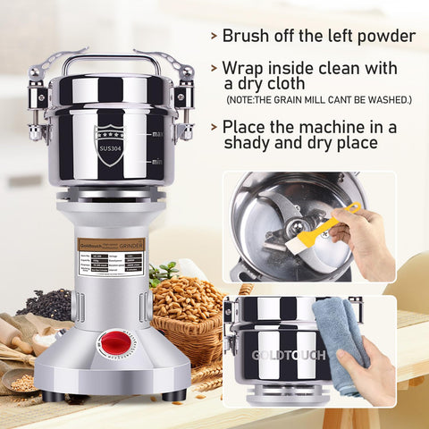 Goldtouch molinillo de grano 550g acero inoxidable 304 para contacto seguro con alimentos
