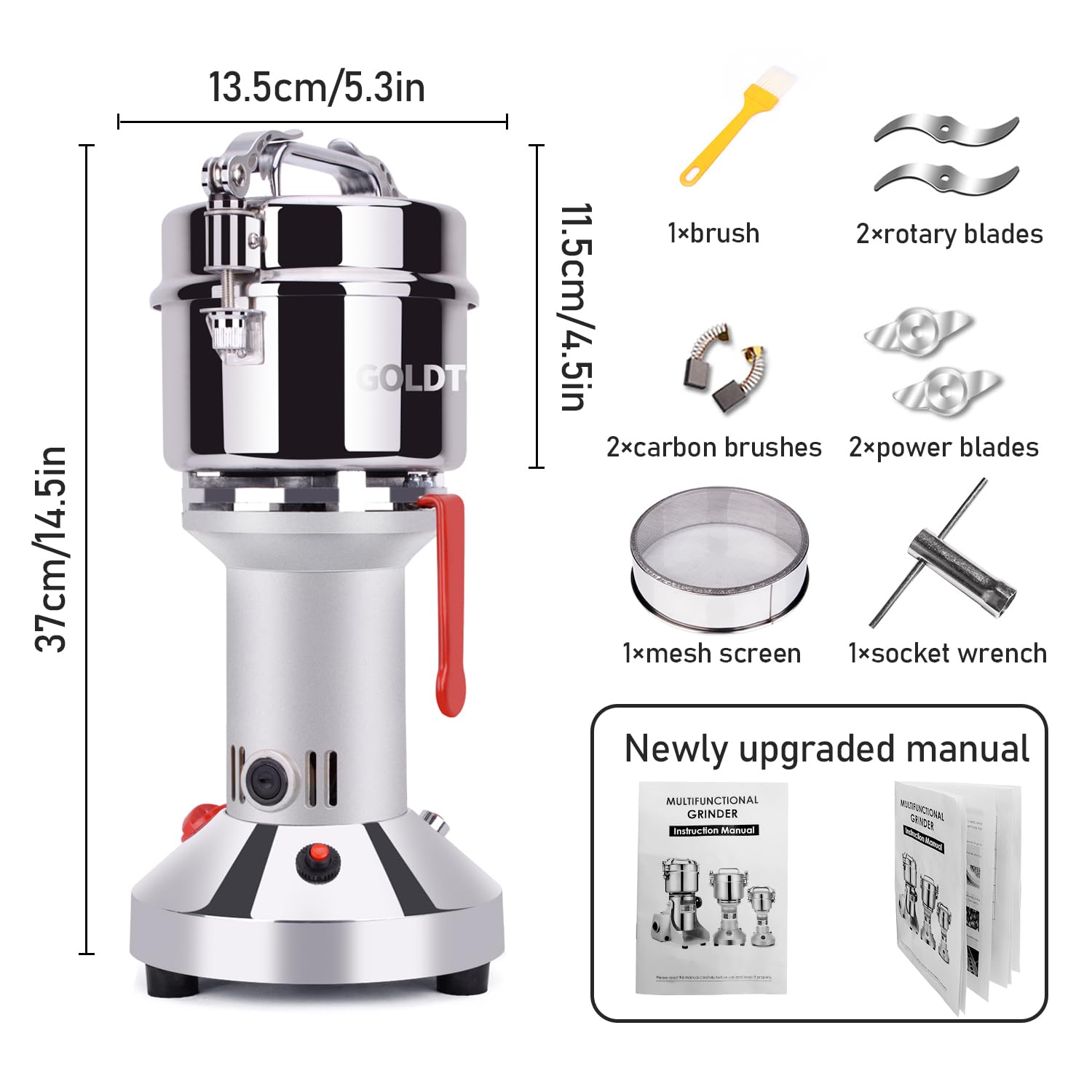 Goldtouch molinillo de grano 550g limpieza fácil y almacenamiento compacto