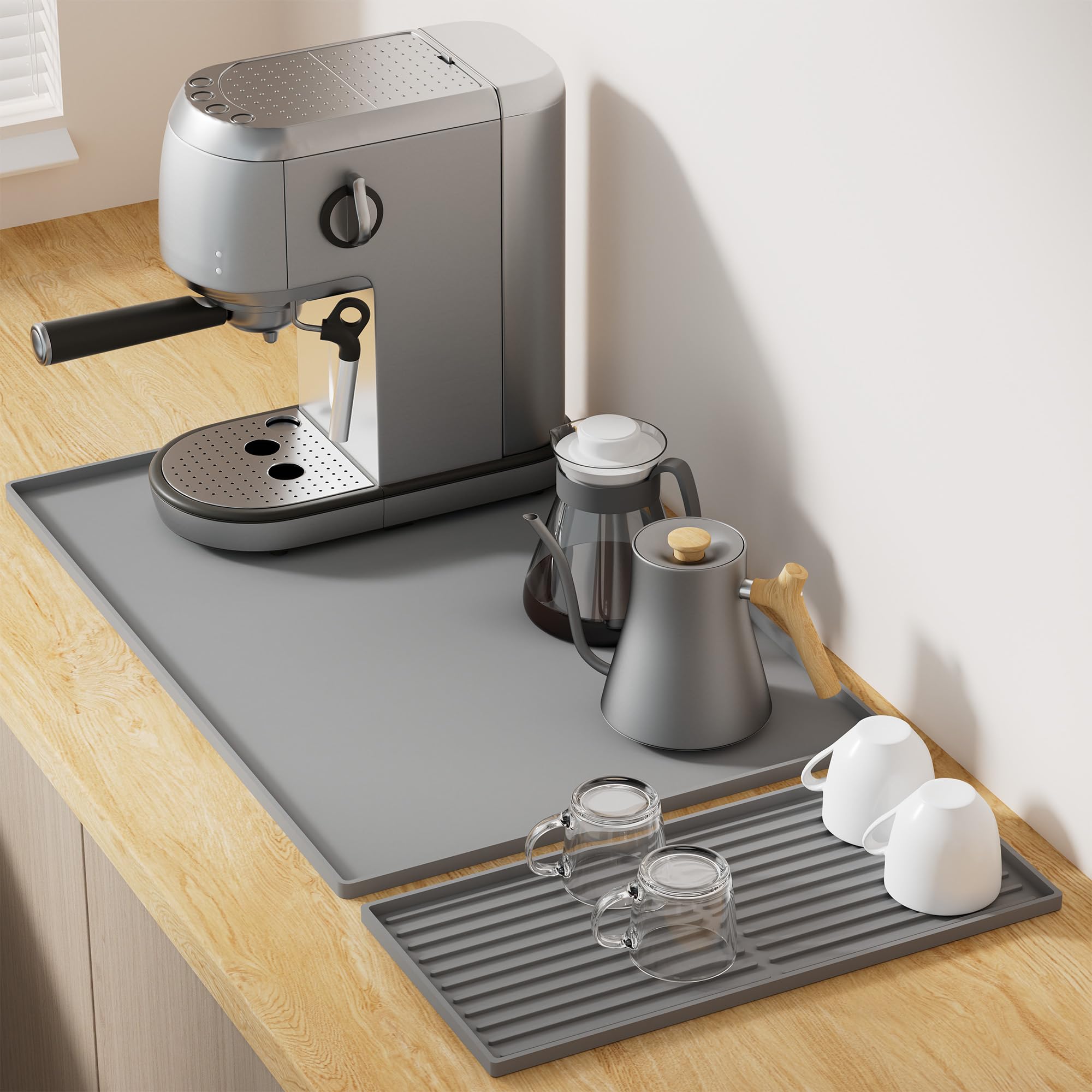 Golener alfombrilla de silicona para barra de café protege el mostrador y facilita el secado