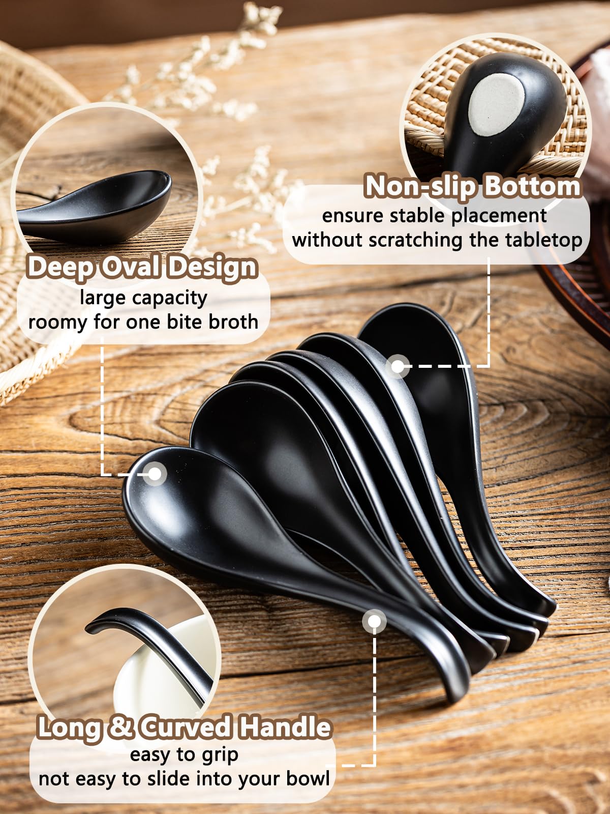 Cuchara Gomakren de cabeza oval profunda, ideal para caldos espesos.