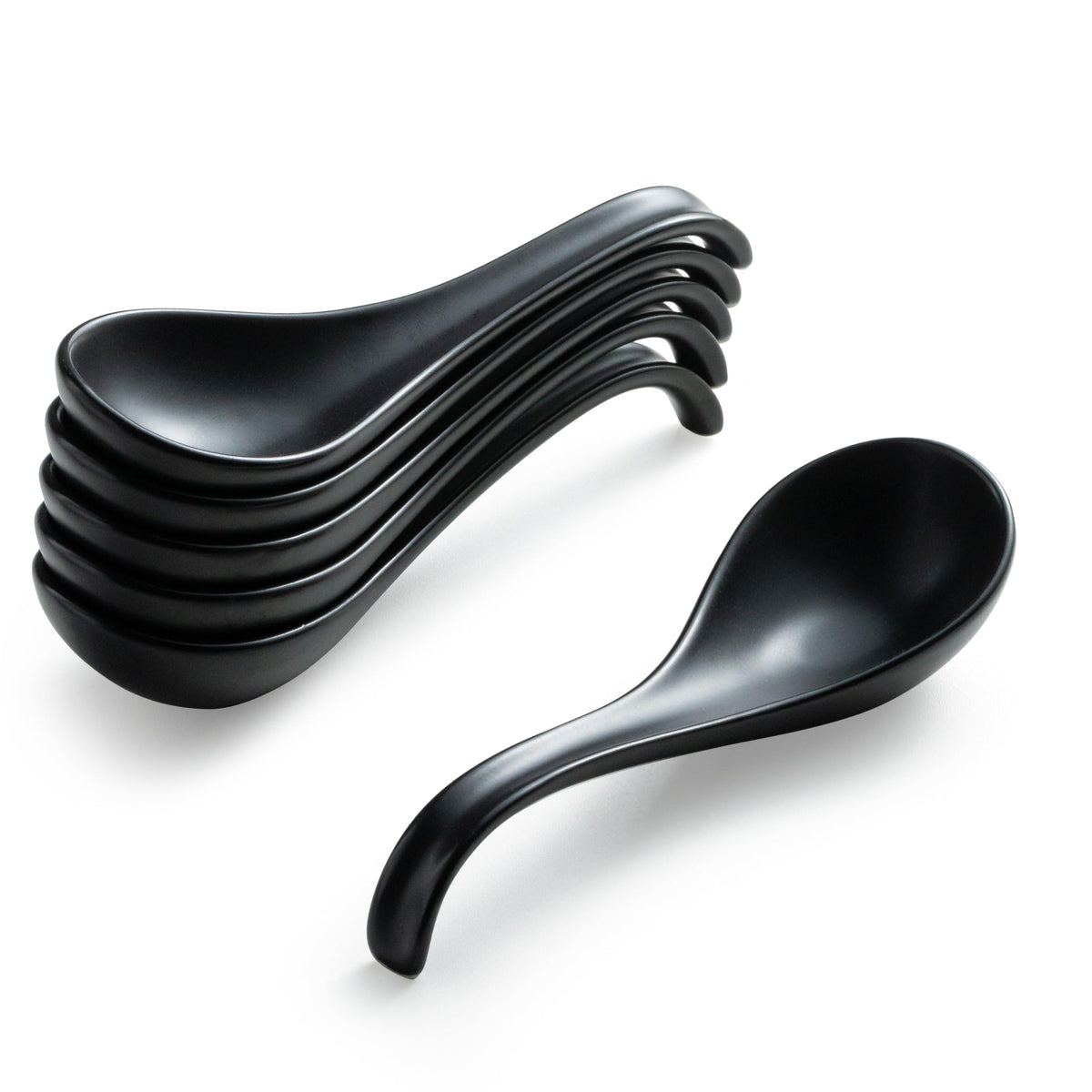 Cucharas Gomakren para sopa asiática con mango largo, cómodo de sostener.