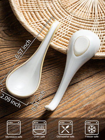 Cucharas cerámicas Gomakren crema, duraderas y aptas para lavavajillas
