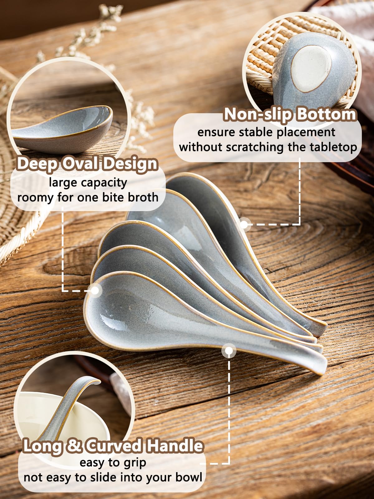Diseño elegante Gomakren, cucharas de cerámica para mesa
