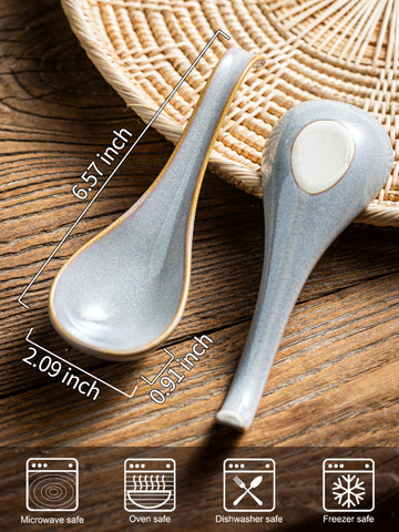 Cucharas Gomakren para ramen, 6,5 pulgadas, cómodo manejo diario