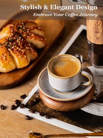 Demitasse Gomakren porcelana gris, estilo contemporáneo para bebidas cortas